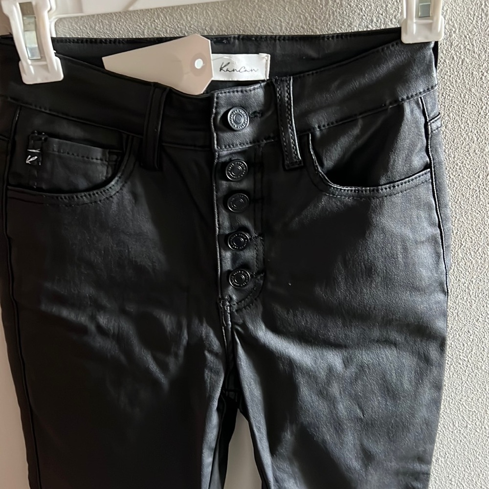 NEW KanCan faux black leather jeans size 3/25